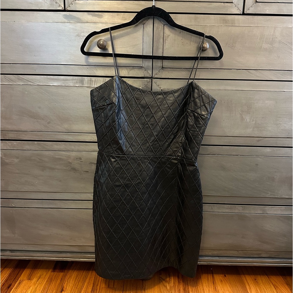 Amanda Uprichard Strapless Faux Leather Detail Dress, M, Never Worn